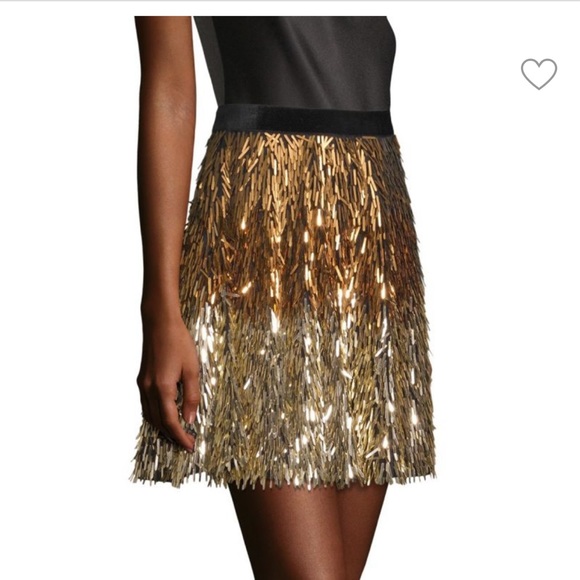 Alice + Olivia Cina Embellished Glitter Tassel Mini Skirt Size 6 - Picture 5 of 14